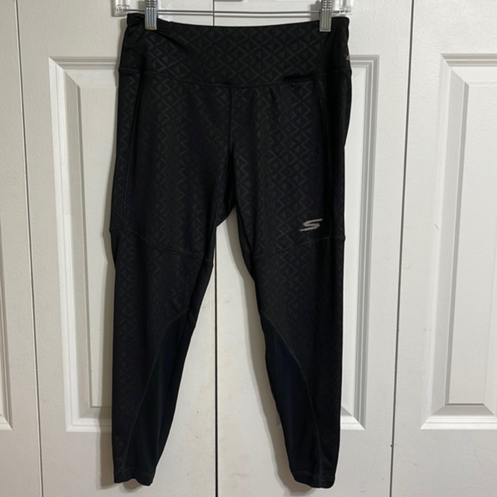 Skechers Size S Performance‎ Leggings Womens Black Geometric Mesh Pocket Tights